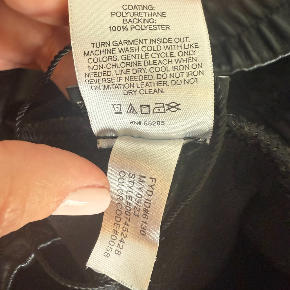 Express Faux Leather Jogger Pants Black Size Large Women’s Elastic Waist Tapered - Picture 6 of 8